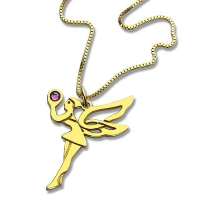 Handcrafted 18ct Gold Plated Silver 925 Fairy Birthstone Necklace for Girlfriend