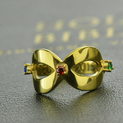 18ct Gold Plated Engraved Infinity Birthstone Ring  With My Engraved