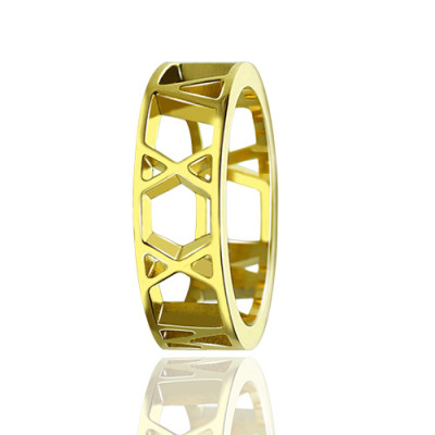18ct Gold Plated Roman Numeral Date Jewellery Rings