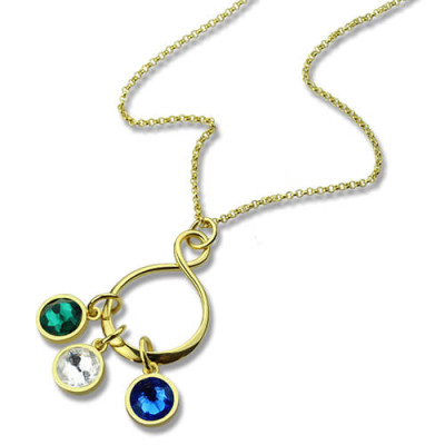 Personalised Birthstone Infinity Family Necklace in 18K Gold Plated