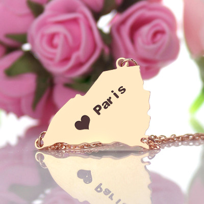 Rose Gold South Carolina State Shaped Name Necklace with Heart