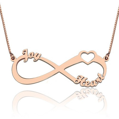 Personalised Infinity Necklace with 3 Names in 18ct Rose Gold Plating