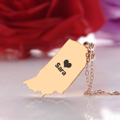 Personalised Indiana Heart-Shaped Rose Gold Necklace
