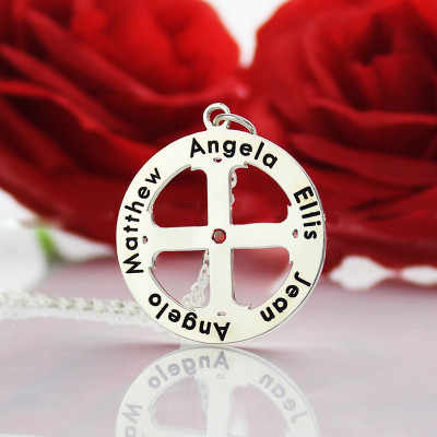 Personalised Silver Name Necklace - Family Circle Pendant