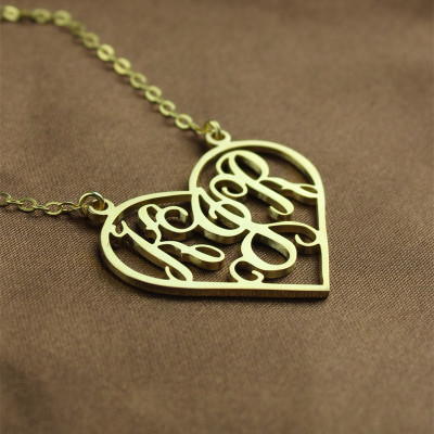 Personalised Solid Gold Heart Necklace with Initial Monogram
