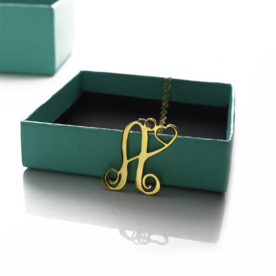 Custom 18ct Solid Gold One Initial Heart Monogram Pendant Necklace