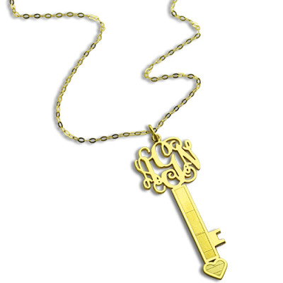 18ct Gold Plated Monogrammed Initial Key Necklace"