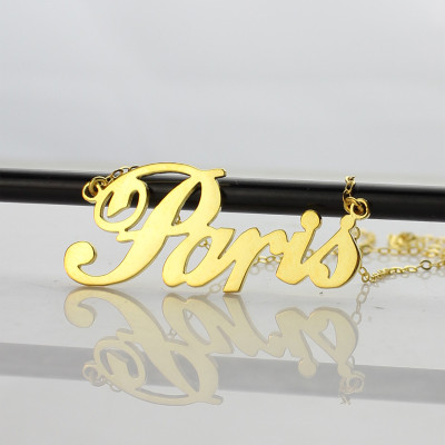 18ct Solid Gold Name Necklace in Paris Hilton Style