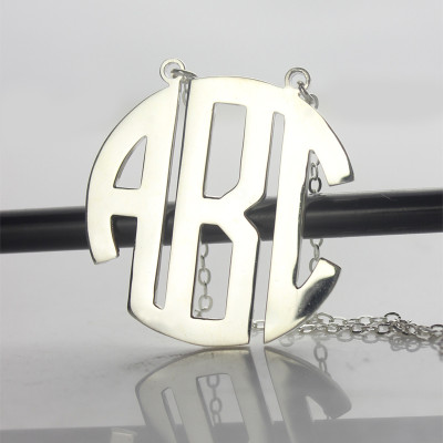 18ct Solid White Gold Initial Block Monogram Necklace