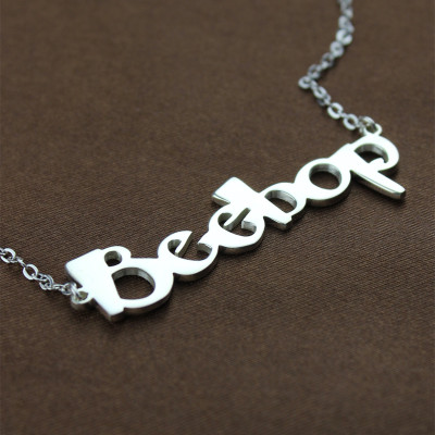 Personalised White Gold Name Necklace with Beetle Font Lettering