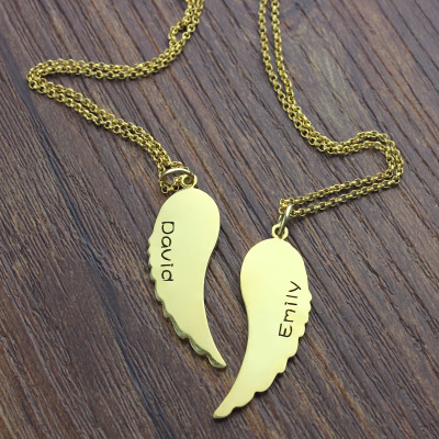 18ct Gold Plated Angel Wings Couple Necklace Set
