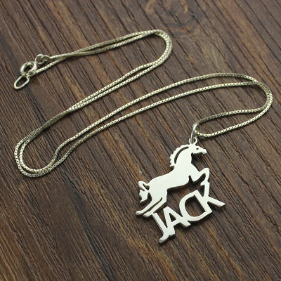 Custom Horse Name Pendant Necklace for Children in Silver
