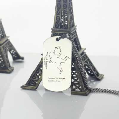Custom Engraved Dog Tag Necklace with Name
