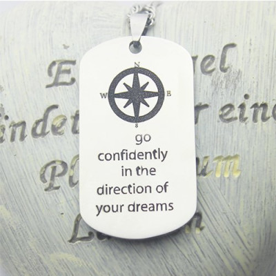 Compass Man's Dog Tag Name Necklace - By The Name Necklace;