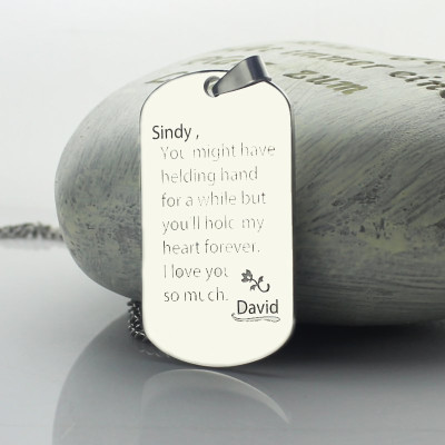 Men's Custom Dog Tag Necklace with Love and Family Theme Name Engraving