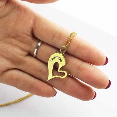 18ct Gold Plated Double Heart Friend Couple Necklace Set