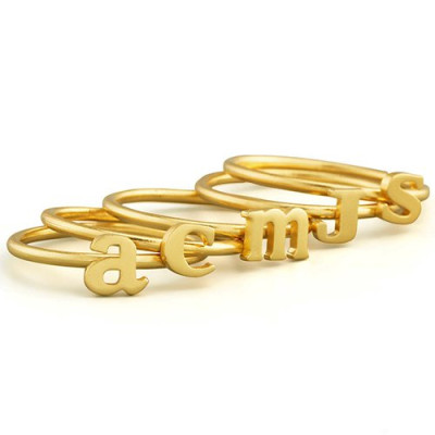 Custom Midi Initial Letter Ring 18ct Gold Plated - By The Name Necklace;