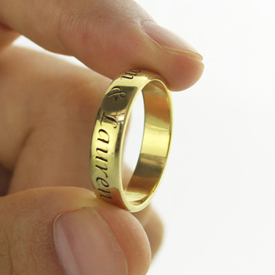 Personalised Name Engraved 18K Gold Plated Promise Ring