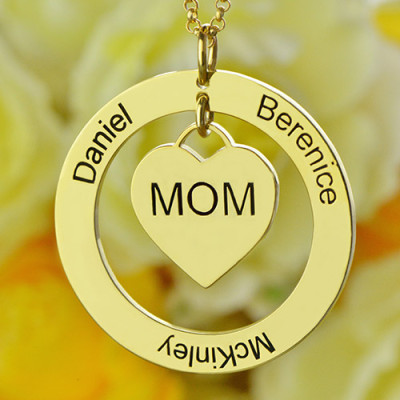 Personalised Family Name Necklace for Mom in 18ct Gold Plating