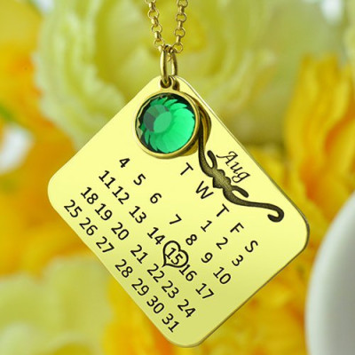 18ct Gold Plated Birthday Calendar Necklace - Perfect Birthday Gifts