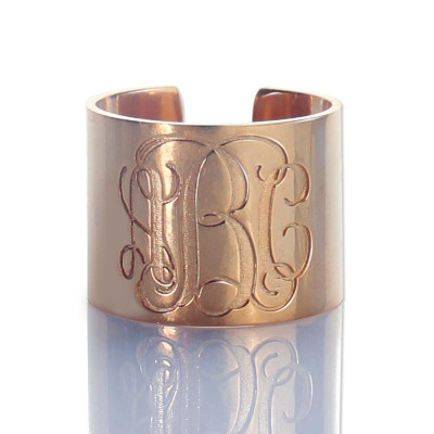 Personalised Rose Gold Monogrammed Engraved Cuff Ring