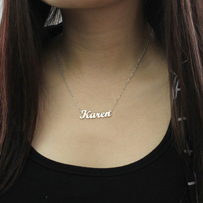 Personalised 18ct White Gold Plated Engraved Name Necklace