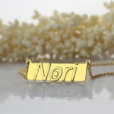 Personalised Bar Pendant Necklace 18 Carat Gold Plated