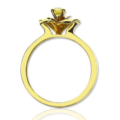 Stunning 18ct Gold Plated Birthstone Promise Rose Ring for Her