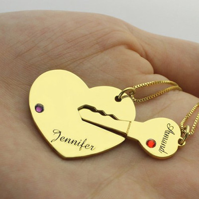 Personalised "Key to My Heart" Gold Couple Name Pendant Necklaces
