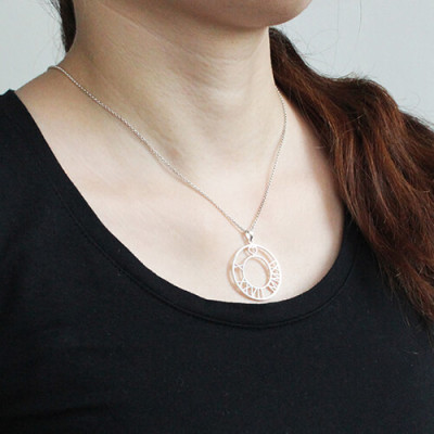 Sterling Silver Roman Numeral Circle Disc Necklace