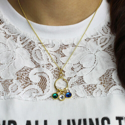 Personalised Birthstone Infinity Family Necklace in 18K Gold Plated