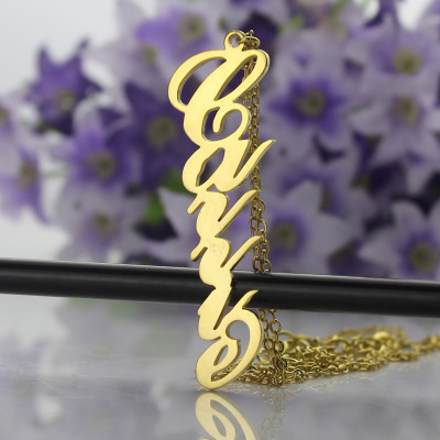 18ct Solid Gold Vertical Name Necklace - Customised Carrie Style