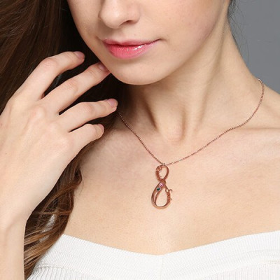 Rose Gold Plated Infinity Sign Necklace with Birthstones