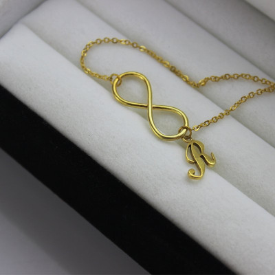 18ct Gold Plated Infinity Knot Initial Necklace