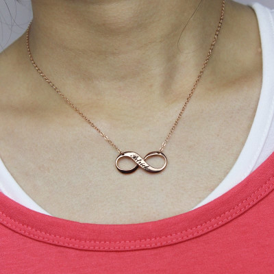 18ct Rose Gold Plated Engraved Infinity Necklace With My Engraved