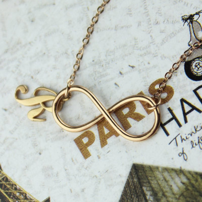 Rose Gold Plated Infinity Initial Pendant Necklace