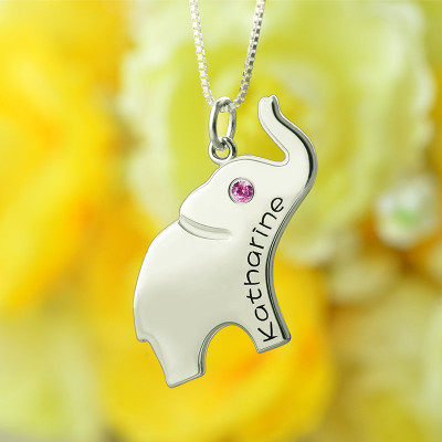 Personalised Elephant Necklace with Name Engraving - Perfect Good Luck Gift