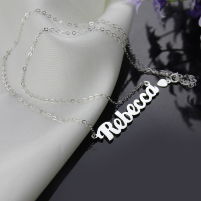 Personalised White Gold Plated Name Necklace, Custom Puff Font