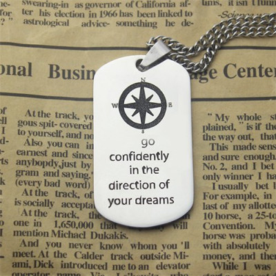 Compass Man's Dog Tag Name Necklace - By The Name Necklace;