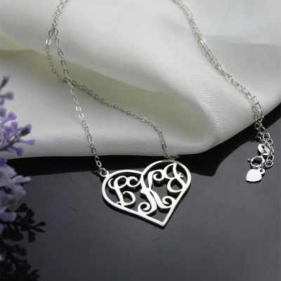Custom White Gold Heart Necklace Initial Monogrammed Jewellery