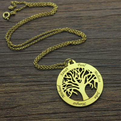 Personalised Family Name 18ct Gold Plated Tree of Life Necklace