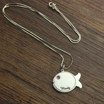 Personalised Sterling Silver Engraved Name Fish Necklace