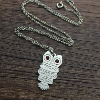 Personalised Birthstone Owl Name Pendant for Girls