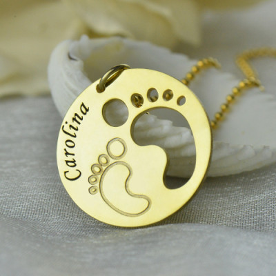 Cut Out Baby Footprint Pendant 18ct Gold Plated - By The Name Necklace;