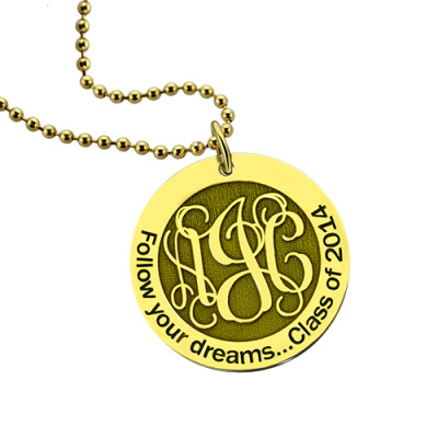 18ct Gold Plated Disc Monogram Necklace: Inspire to Follow Your Dreams