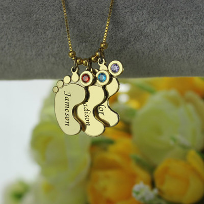 18ct Gold Plated Mother Pendant Baby Feet Necklace