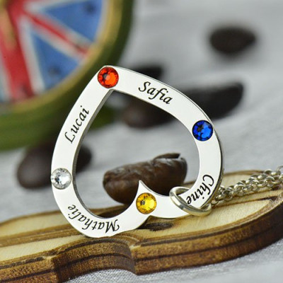 Handmade Personalised Name Necklace in Sterling Silver with Birthstone