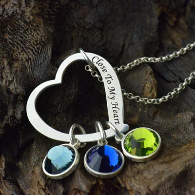 Personalised"Open Heart" Promise Necklace with Birthstone