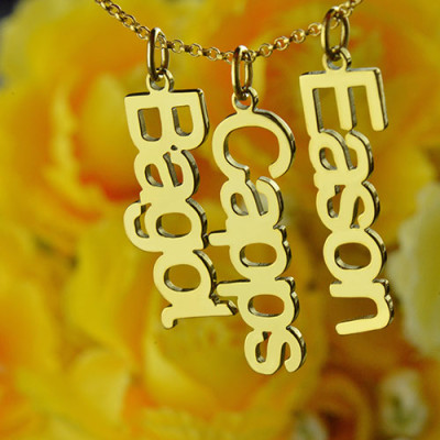 18ct Gold Plated Vertical Multiple-Name Custom Necklace