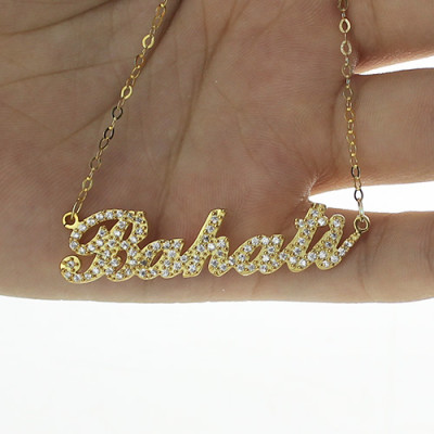 18ct Gold Plated Full Birthstone Carrie Name Necklace  - By The Name Necklace;